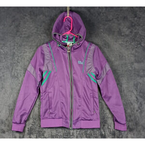Dry Laundry japan Track jacket Purple hooded Zip Up Retro Size M